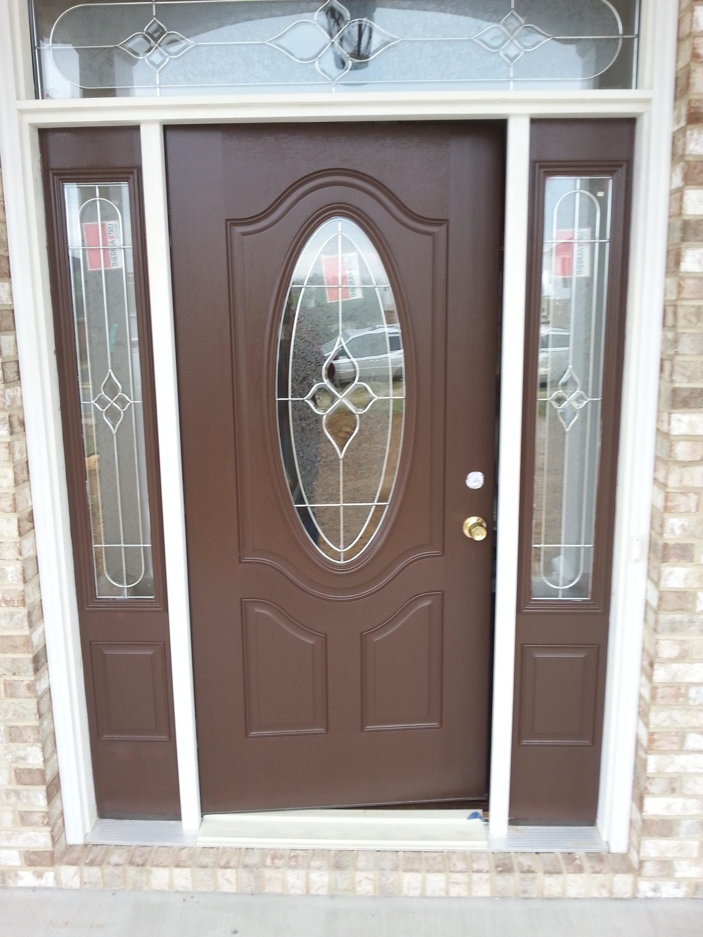 stained front door detail